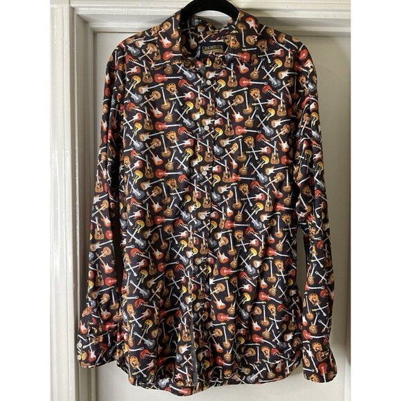 Cremieux Other - Cremieux Men’s Pearl Snap Button Down Guitars Cotton Shirt Size L